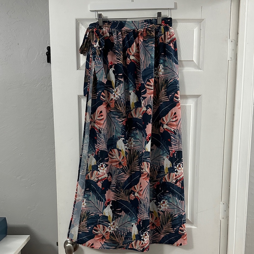 SHEIN Multicolor Tropical Print Swim Coverup